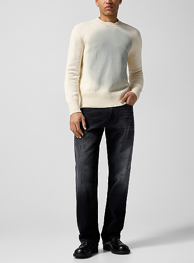 Faded black straight-leg jean