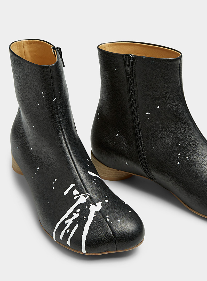 MM6 Maison Margiela Black Paint splash Anatomic ankle boots Men for men