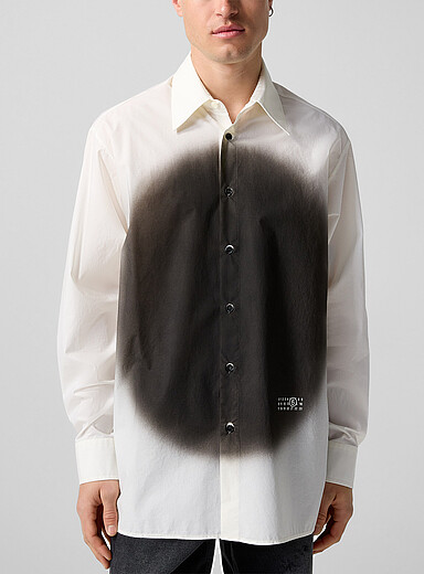 Spray paint print poplin shirt