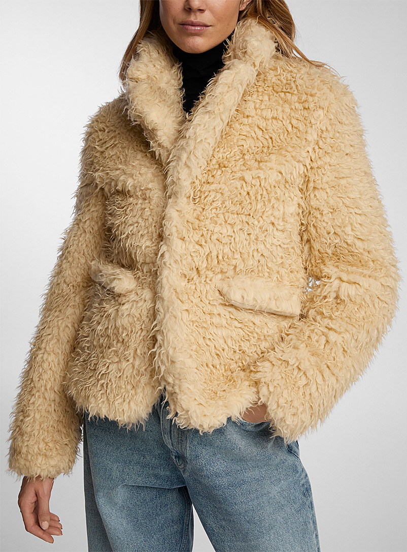 MM6 Maison Margiela Cream Beige Fuzzy beige jacket for women