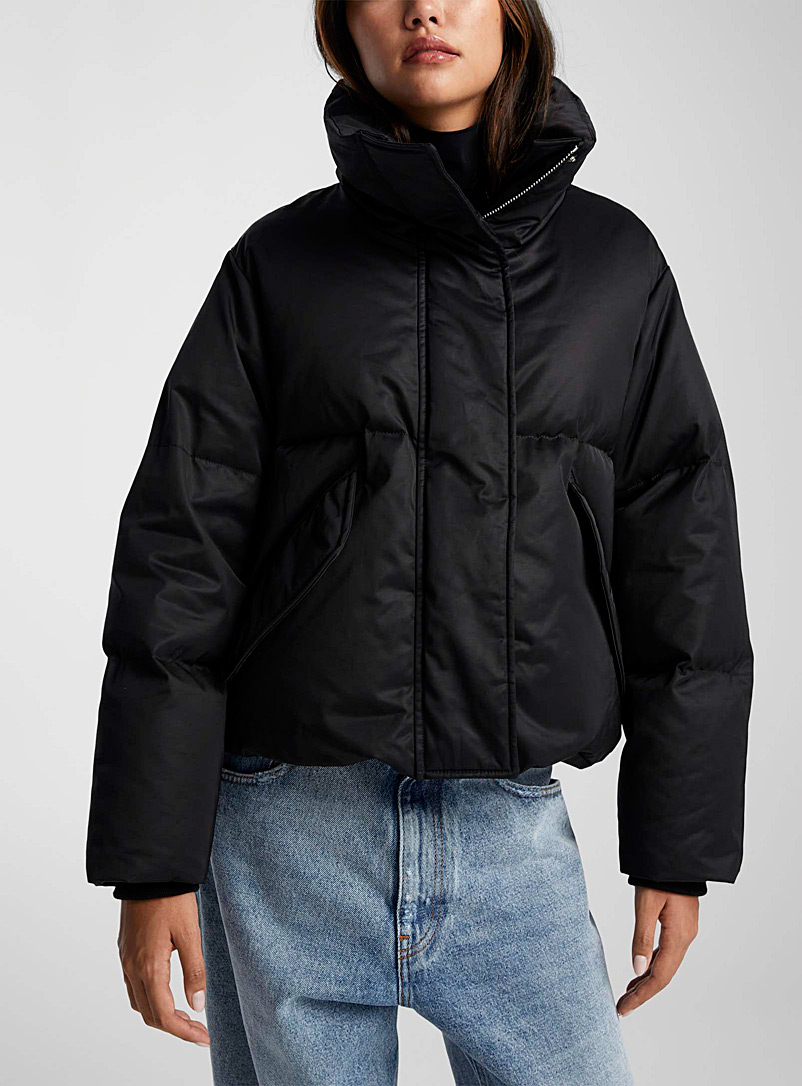 MM6 Maison Margiela Black Oversized cropped puffer jacket for women