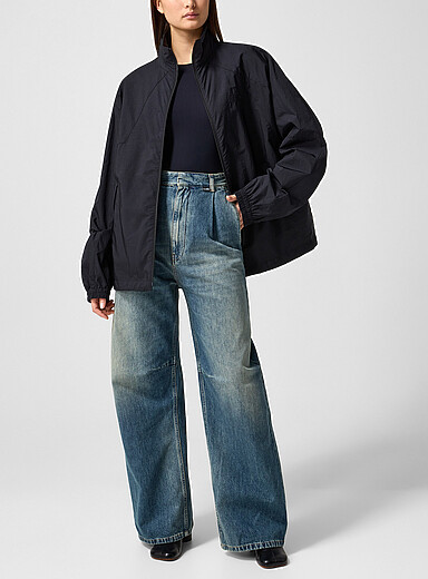 Faded wide-leg jean