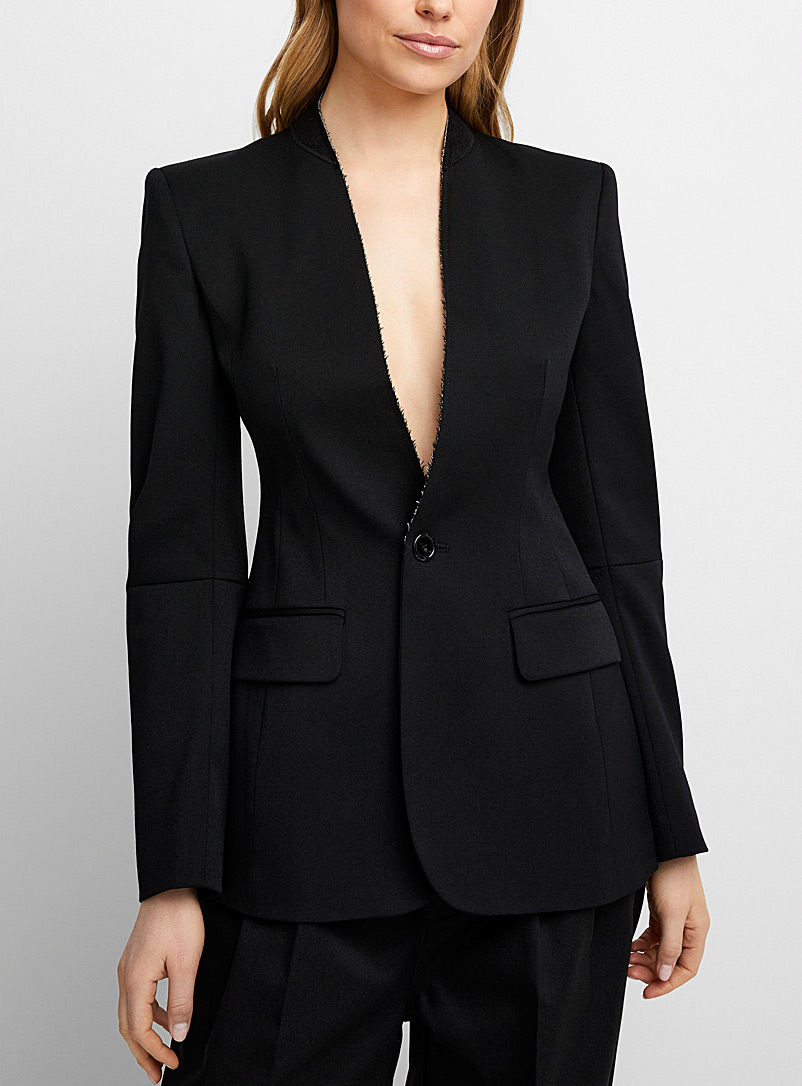 MM6 Maison Margiela Black Collarless fitted blazer for women