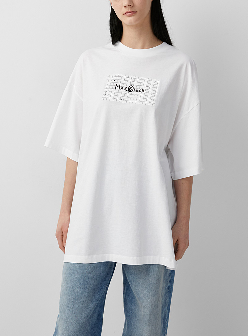 MM6 Maison Margiela White Signature oversized T-shirt for women