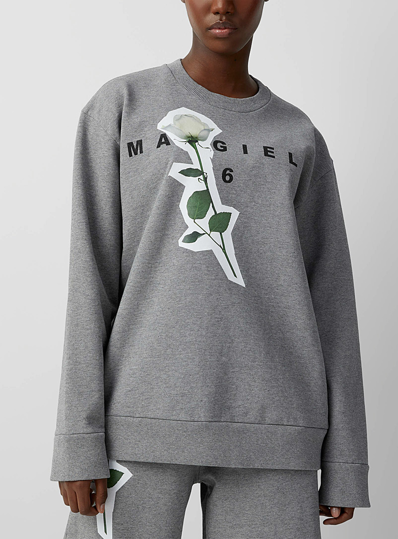 MM6 Maison Margiela Oxford White rose signature sweatshirt for women