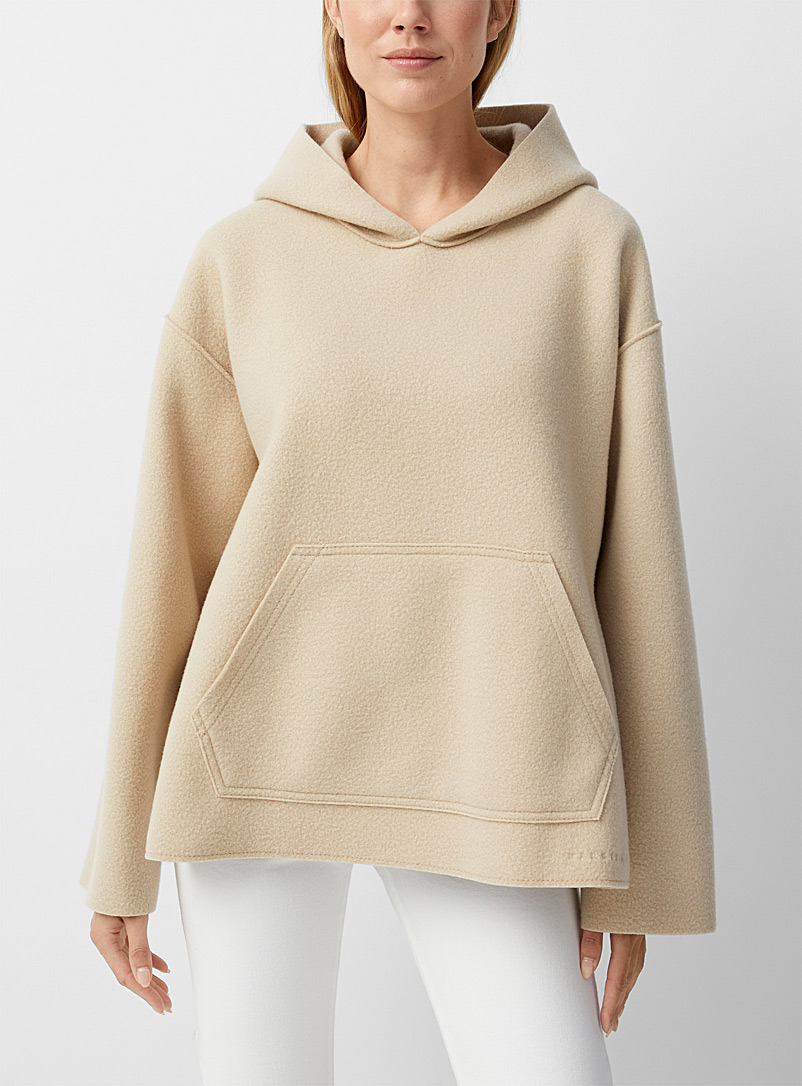 MM6 Maison Margiela Ecru/Linen Minimalist wool hoodie for women