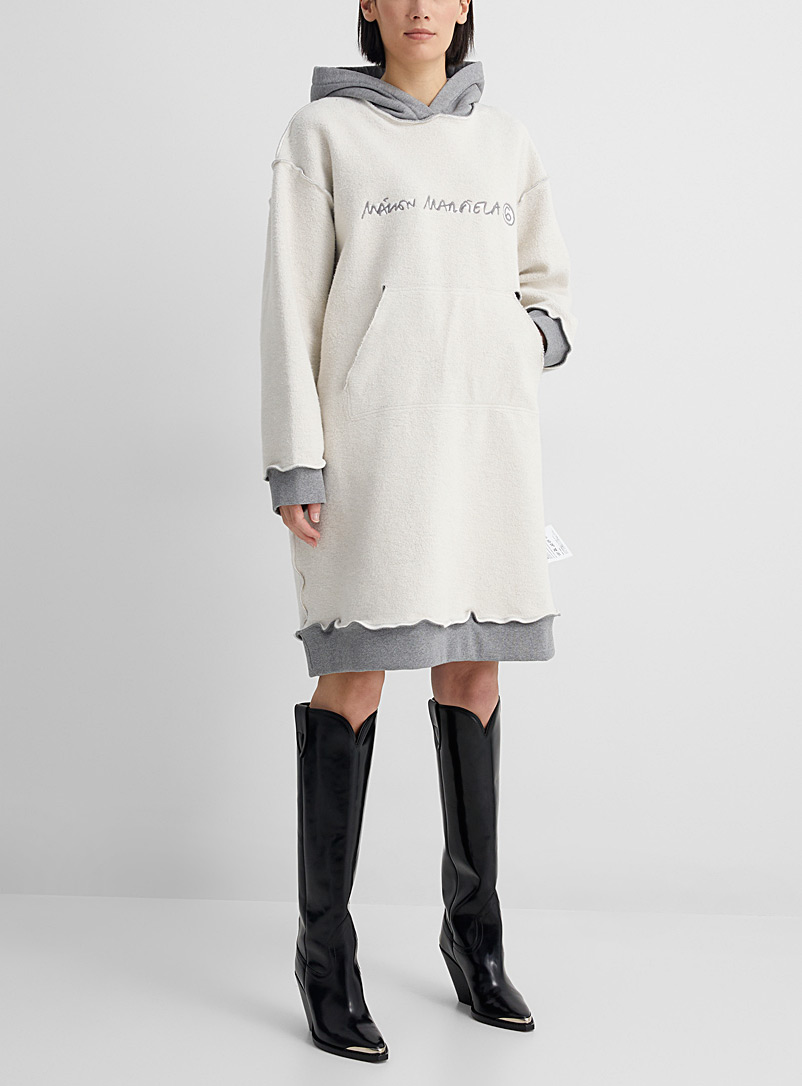 MM6 Maison Margiela Patterned Grey Reversible hoodie dress for women