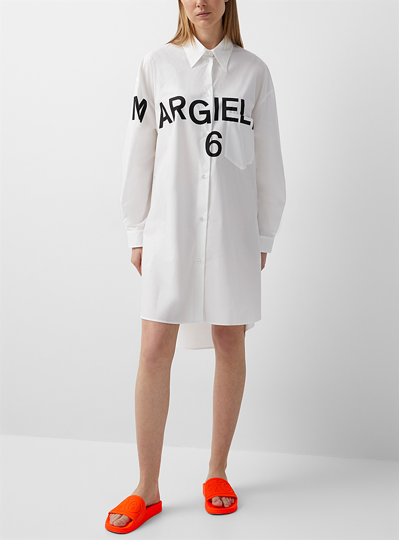 MM6 Maison Margiela White Graphic logo shirtdress for women