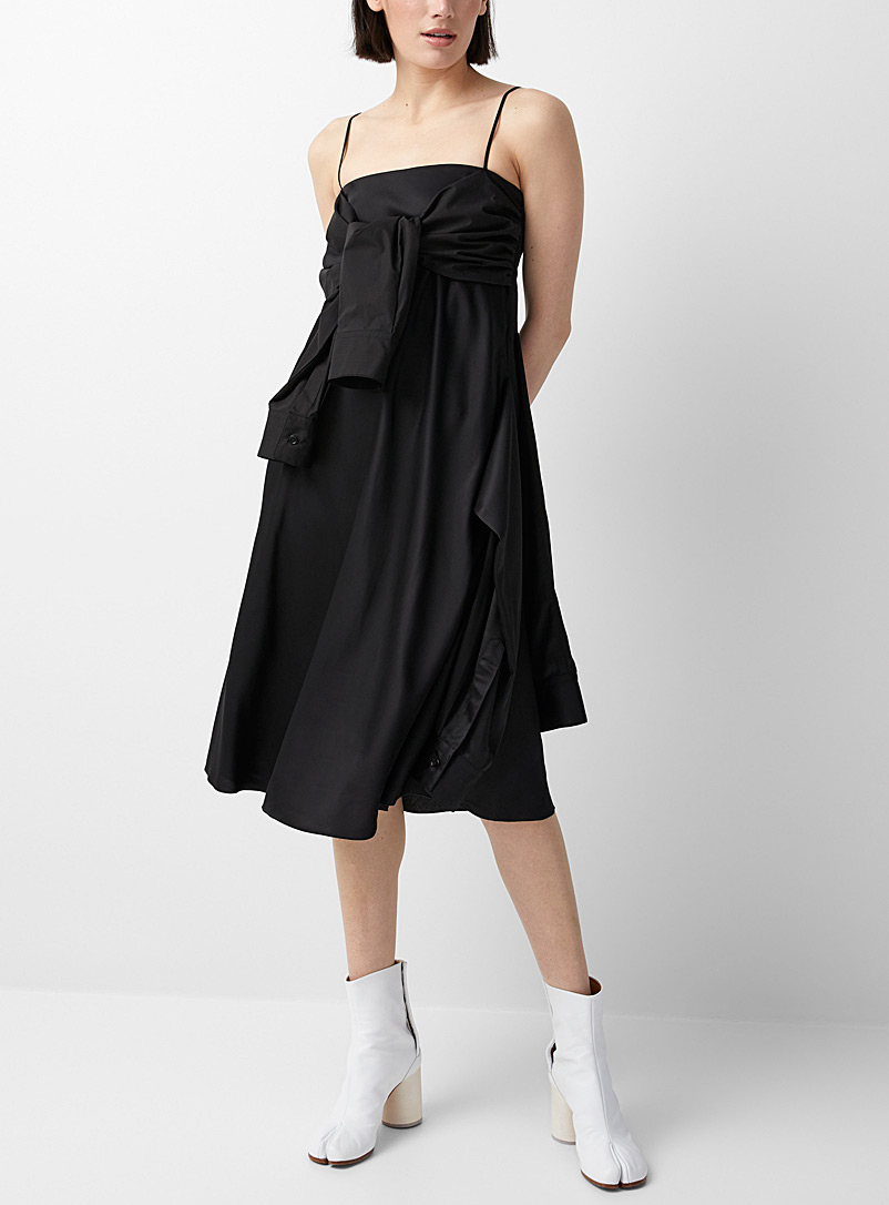 MM6 Maison Margiela: La robe manches multiples Noir pour femme