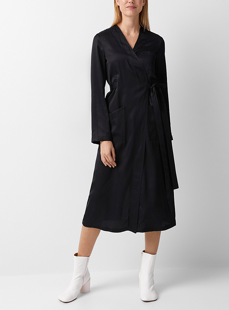 MM6 Maison Margiela Black Silky black trench coat for women