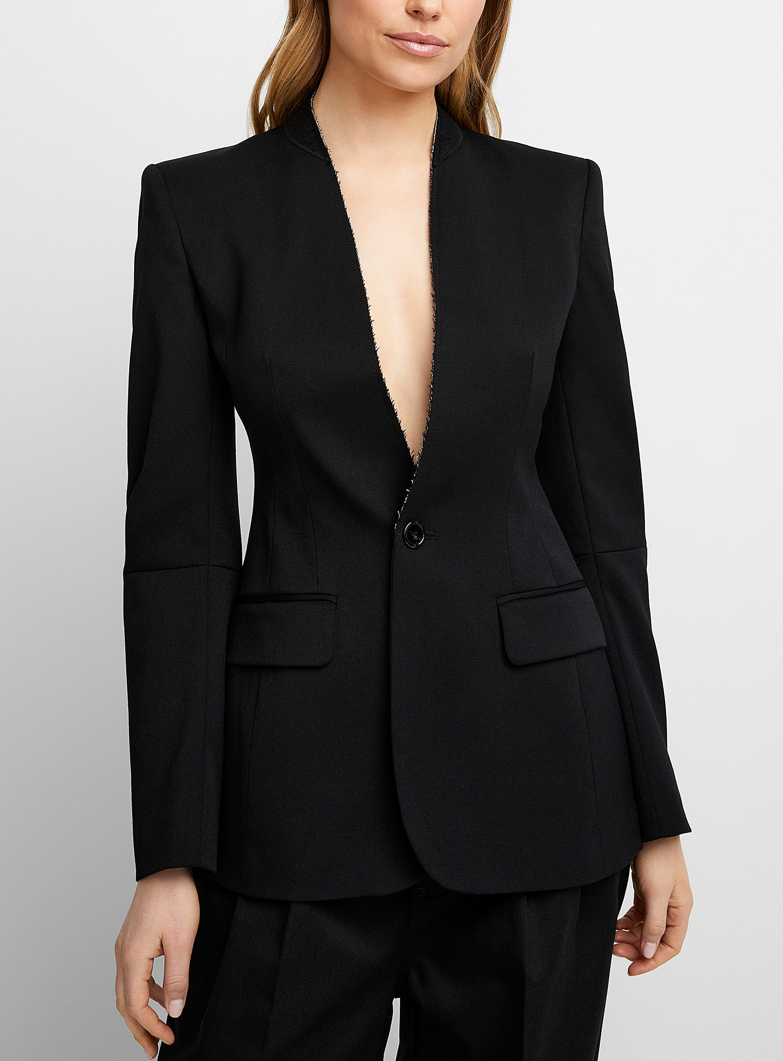 MM6 Maison Margiela - Women's Collarless fitted Blazer Jacket