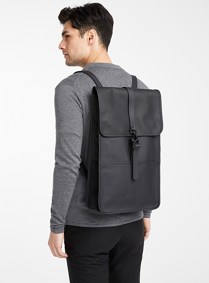 Rains Black Matte waterproof backpack for men