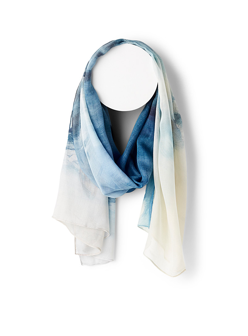 The Artists Label Patterned Blue Winter day lightweight scarf for women