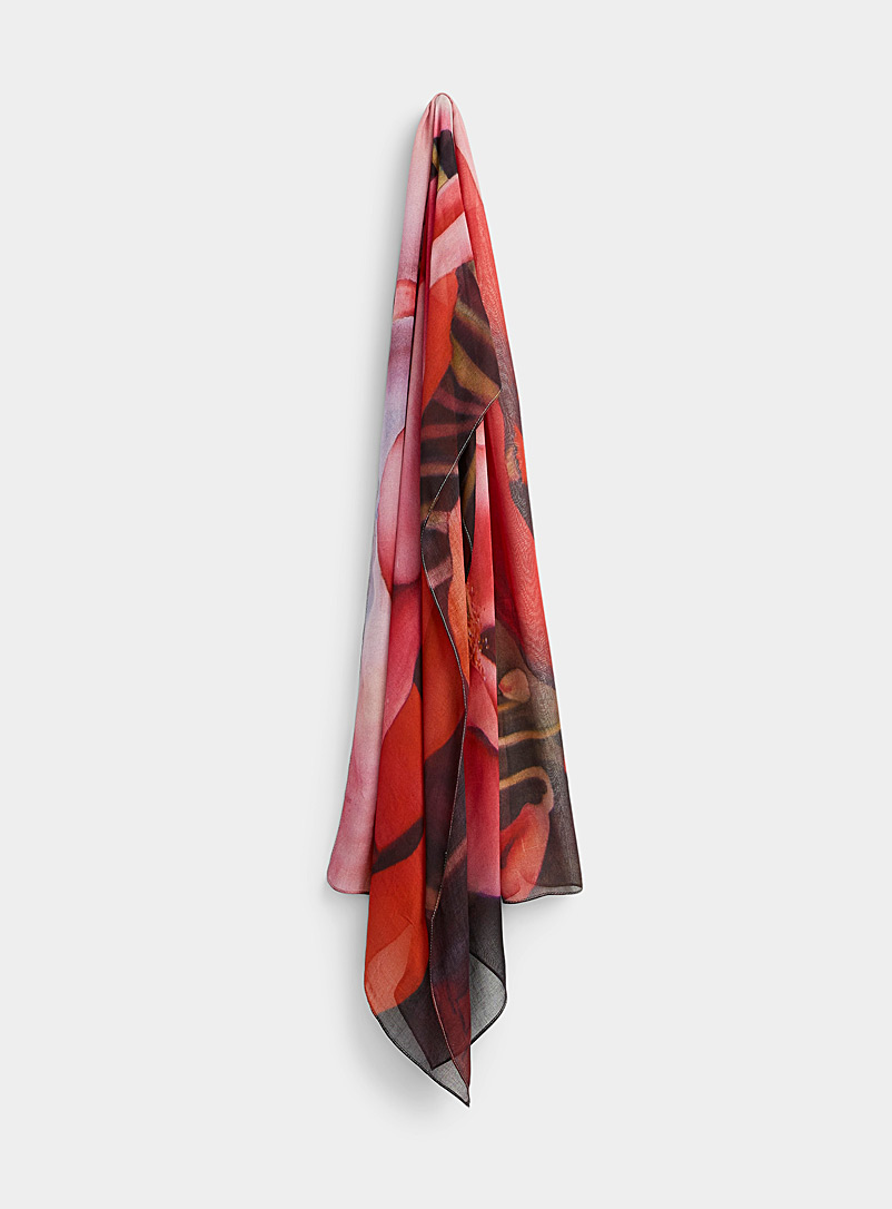 The Artists Label Patterned Red Poppy scarf for women