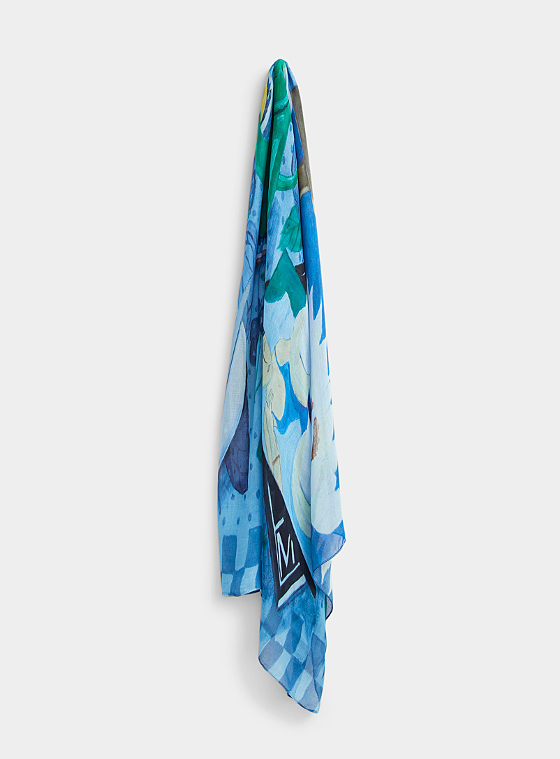 The Artists Label Patterned Blue Still life scarf for women