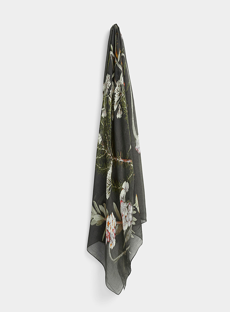 The Artists Label Patterned Black Night garden scarf for women