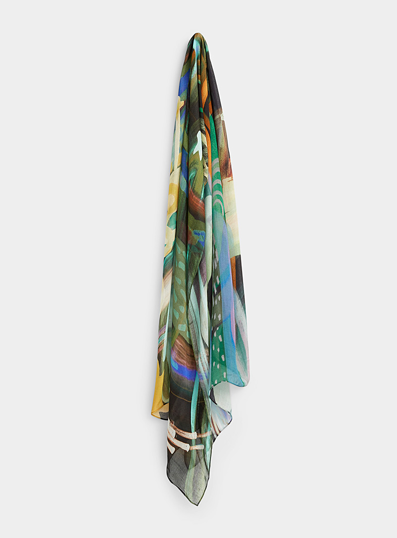 The Artists Label Patterned Green Nocturnal storm scarf for women