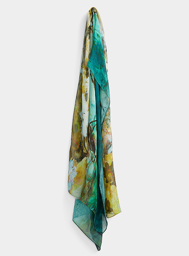 The Artists Label: L'écharpe Fleurs d'eau Vert à motifs pour femme