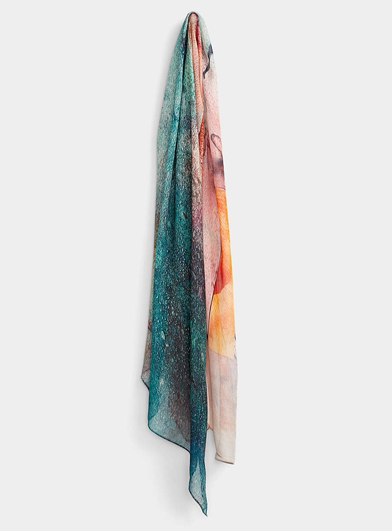 The Artists Label Teal Beauty and the Bird scarf for women
