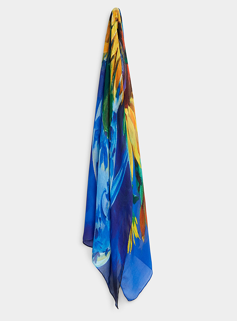The Artists Label Patterned Blue Sunflower lightweight scarf for women