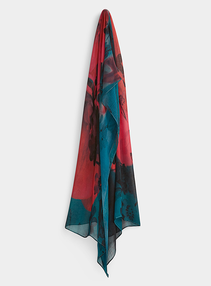 The Artists Label Teal Floral gem lightweight scarf for women