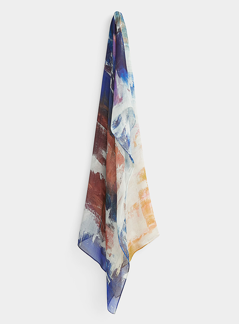 The Artists Label Patterned White Abstract season lightweight scarf for women