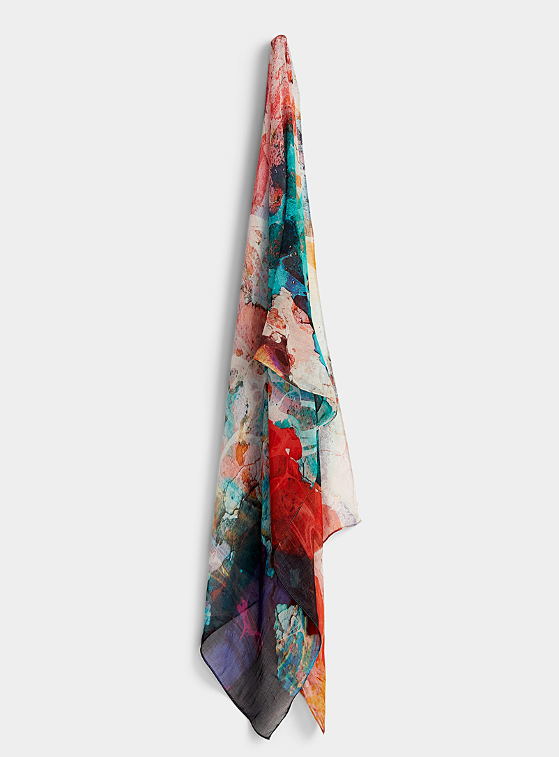 The Artists Label Teal Abstract mural lightweight scarf for women