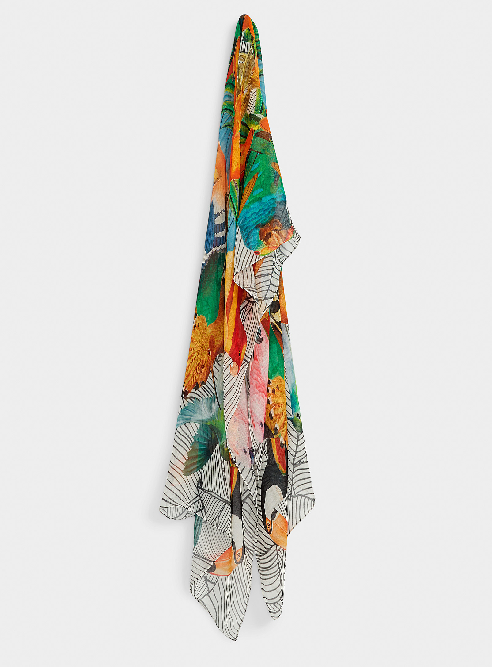 The Artists Label Tropical Birds Lightweight Scarf In Multi