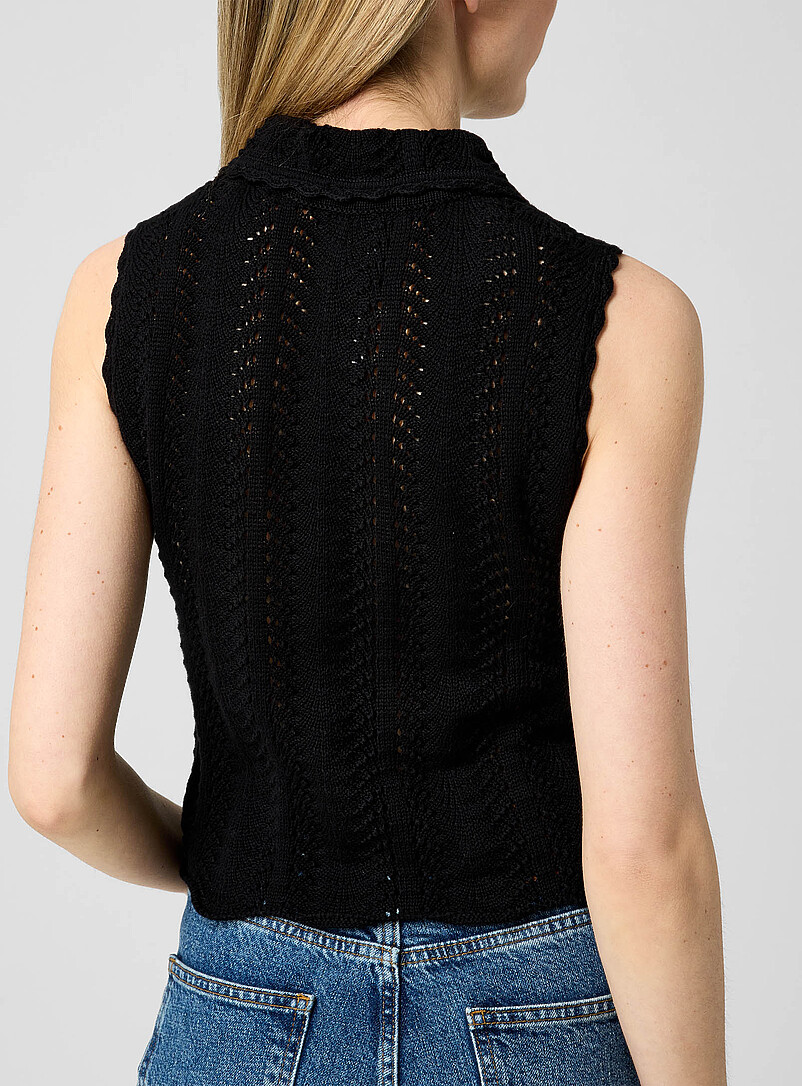 Smythe: Le chandail sans manches &agrave; col pointu Noir pour femme