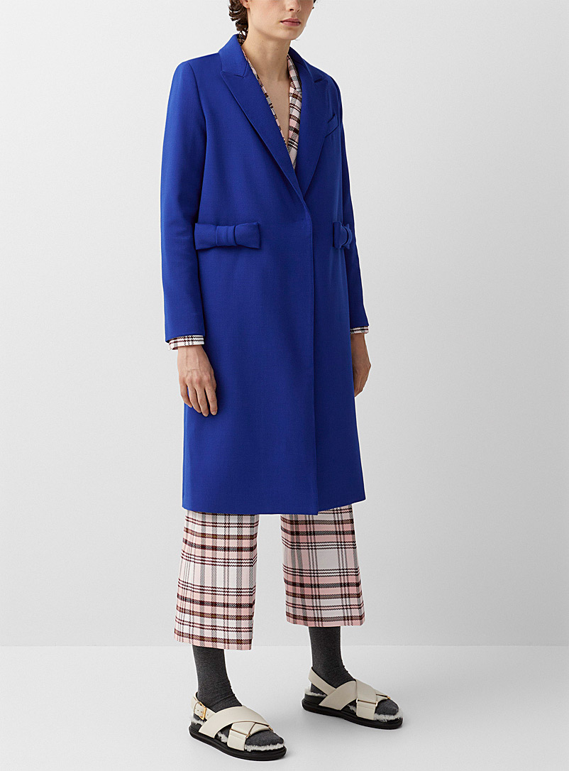 Smythe Sapphire Blue Bowed blue coat for women