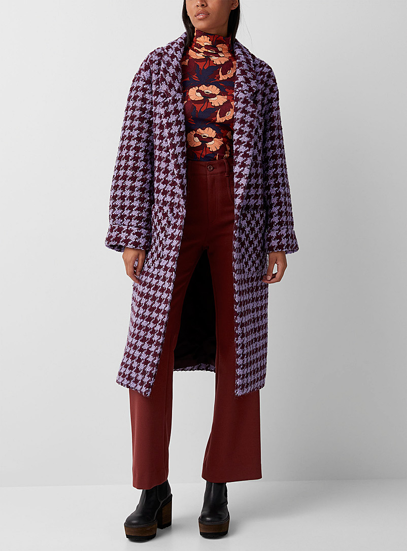 Smythe Patterned Crimson Purple houndstooth coat for women