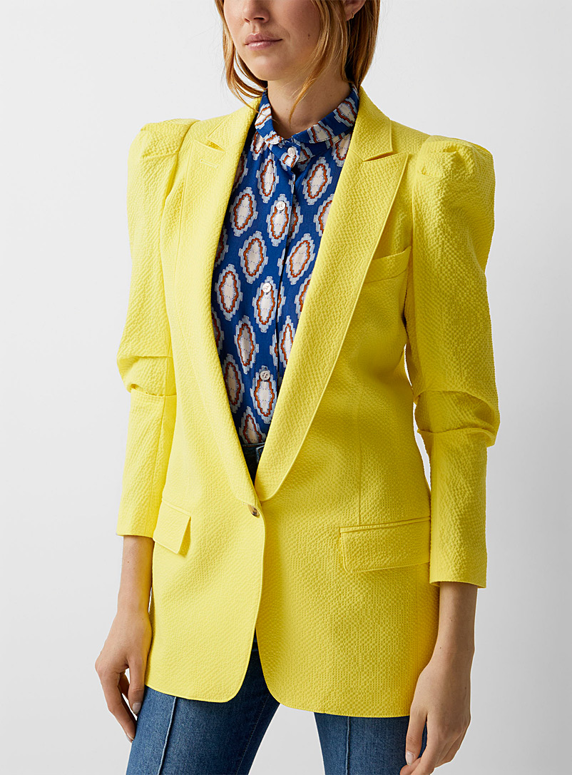Smythe Medium Yellow Puff-sleeve yellow blazer for women