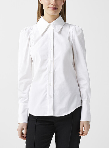 Smythe: La chemise &eacute;paules &agrave; plis en popeline Blanc pour femme