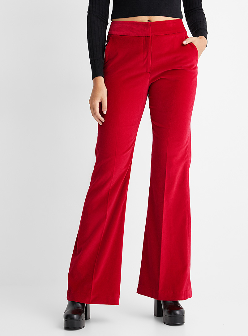 Smythe Red Red velvet flared pants for women