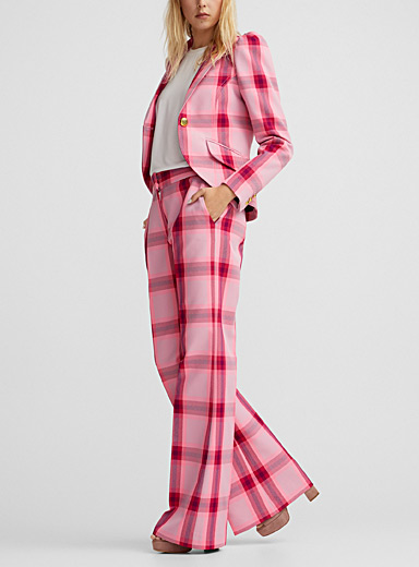 Smythe Pink Checkered pink flared pant for women