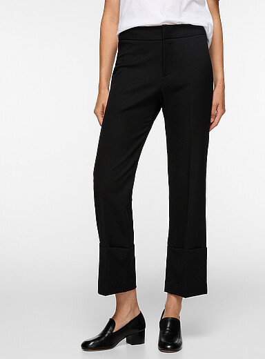 Smythe: Le pantalon court &agrave; larges revers Berlin Noir pour femme