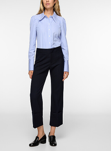 Smythe Navy/Midnight Blue Berlin wide cuffs cropped pant for women