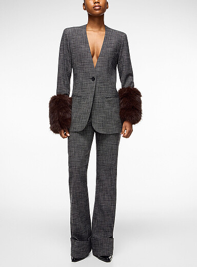 Smythe Slate Grey Large cuffs tweed pant for women