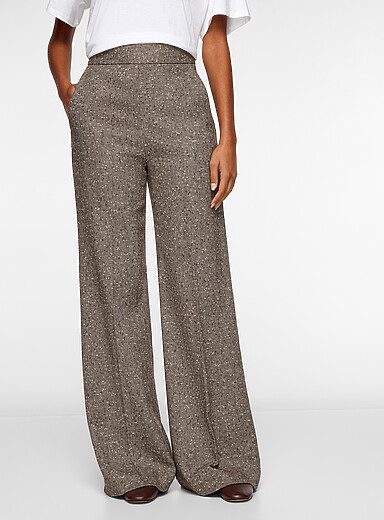 Chevron tweed high-rise pant