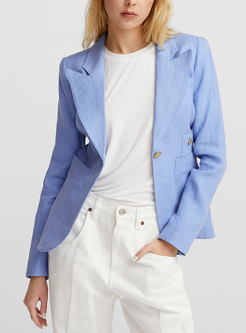 Smythe Baby Blue Duchess linen jacket for women