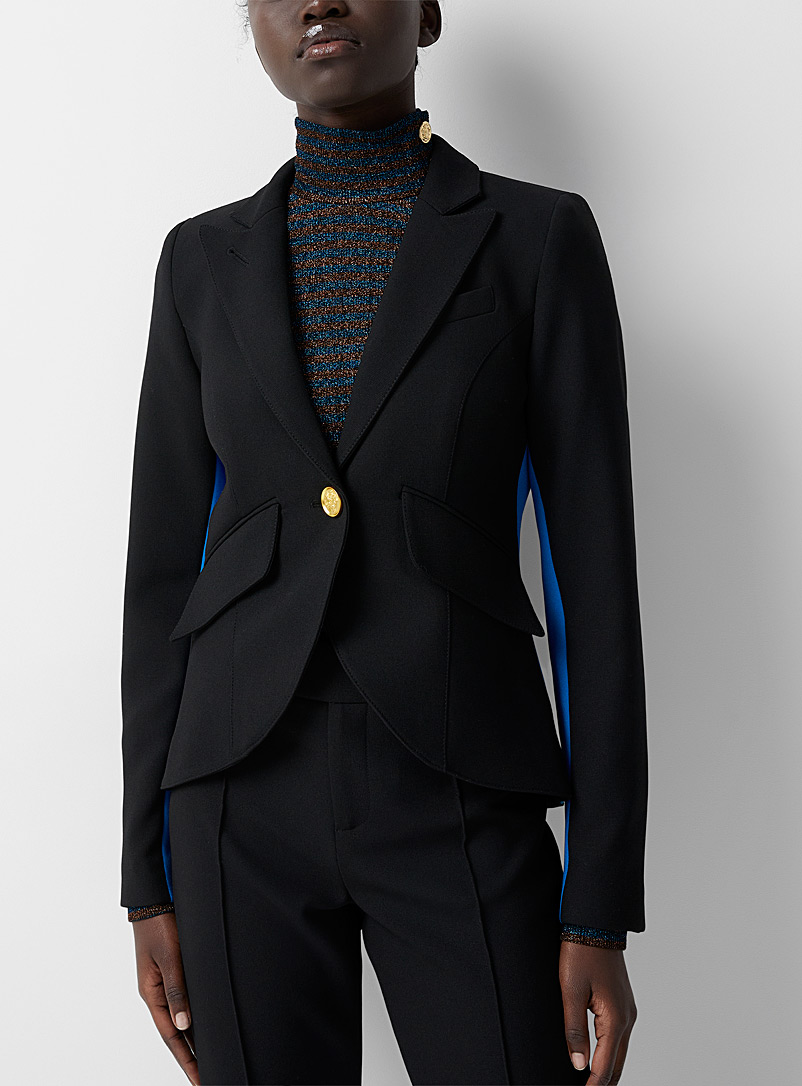 Smythe Black Blue stripe tuxedo blazer for women