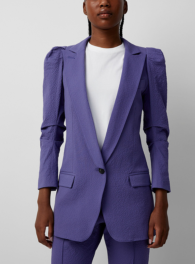 Puff-sleeve purple blazer | Smythe | Shop Women's Designer Smythe ...