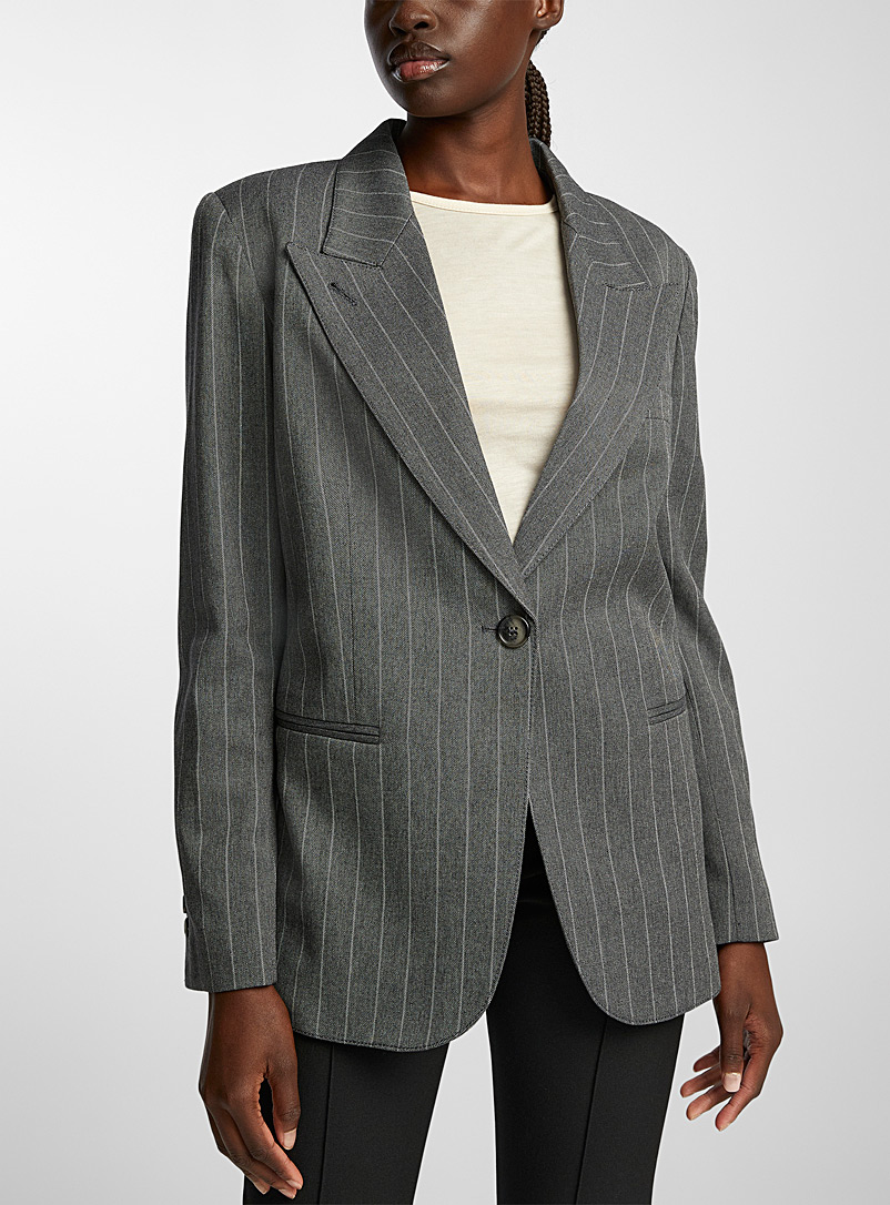 Smythe Patterned Grey '90s loose blazer for women