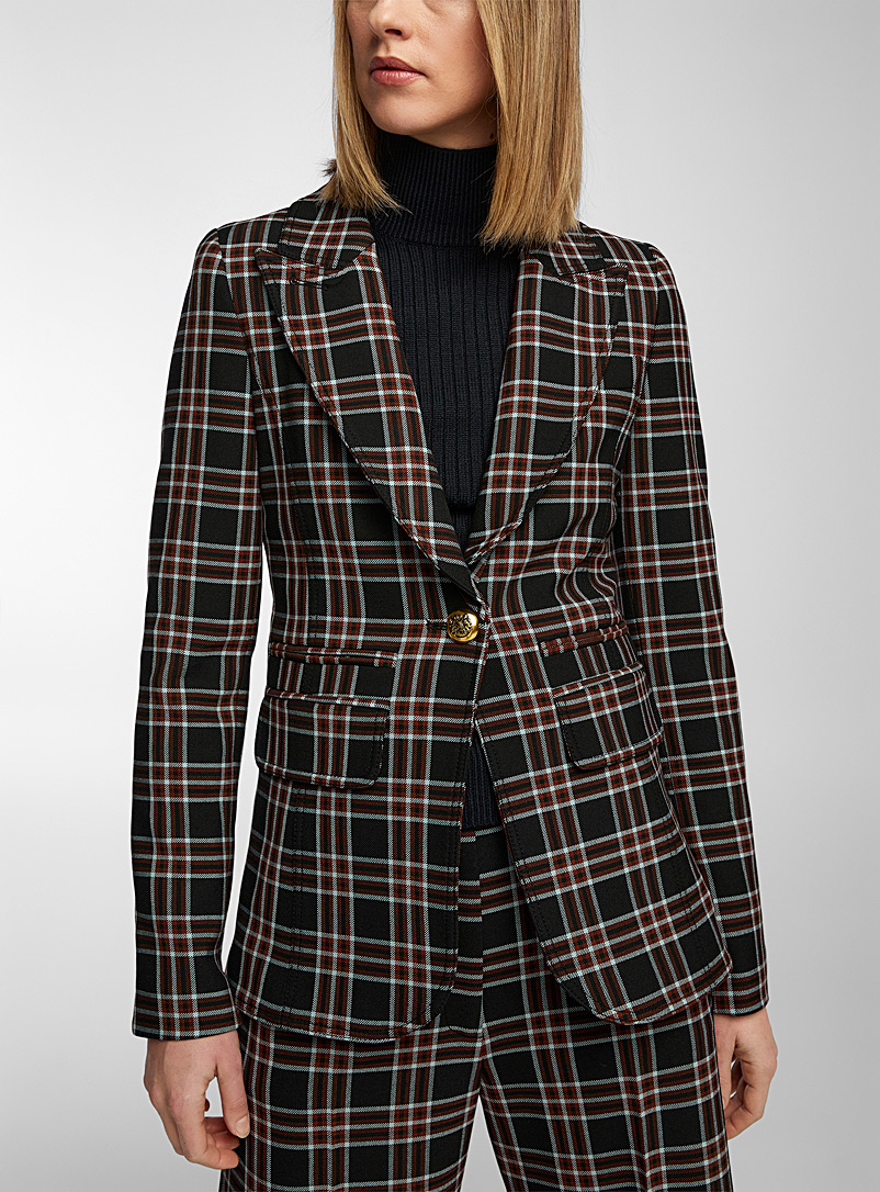 Smythe Patterned Black Hutton checkered blazer for women