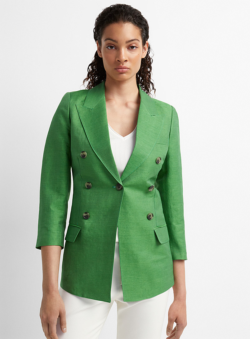 Smythe Pine/Bottle Green Not a DB linen blazer for women