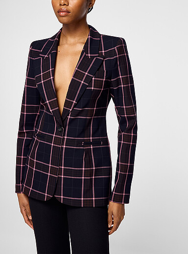 Smythe: Le veston sablier &agrave; carreaux carreaux roses pour femme