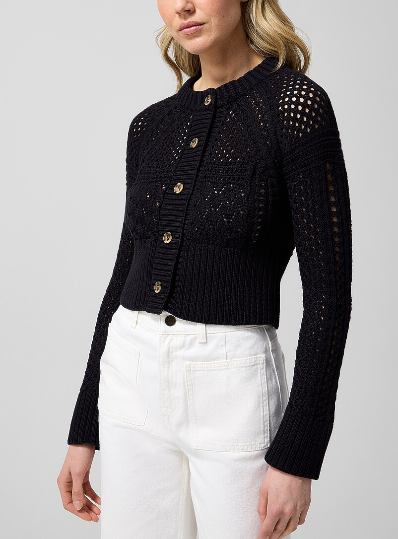Pure Cotton Crocheted Knit Cardigan