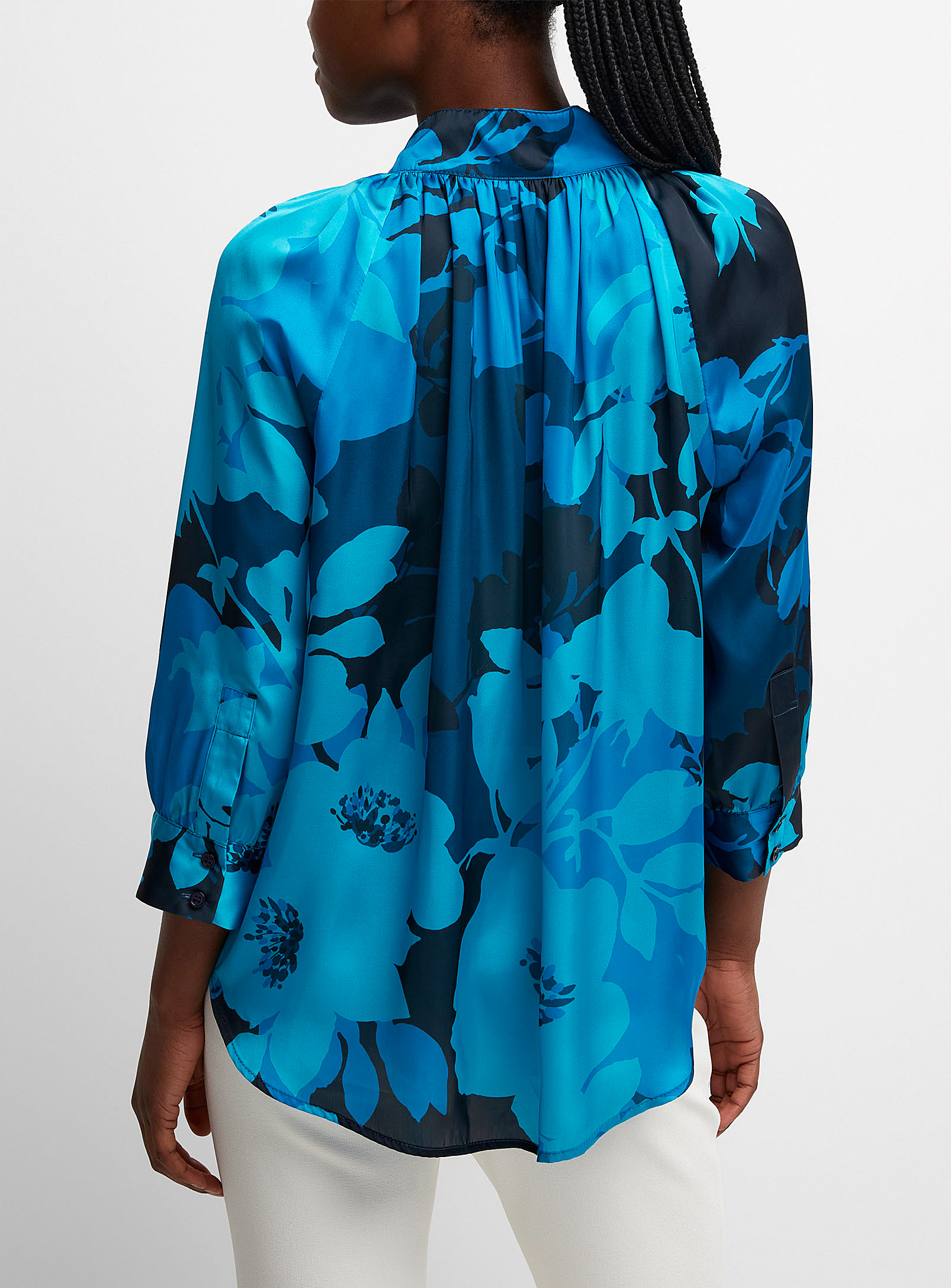 Smythe - La blouse froncée jardin bleu