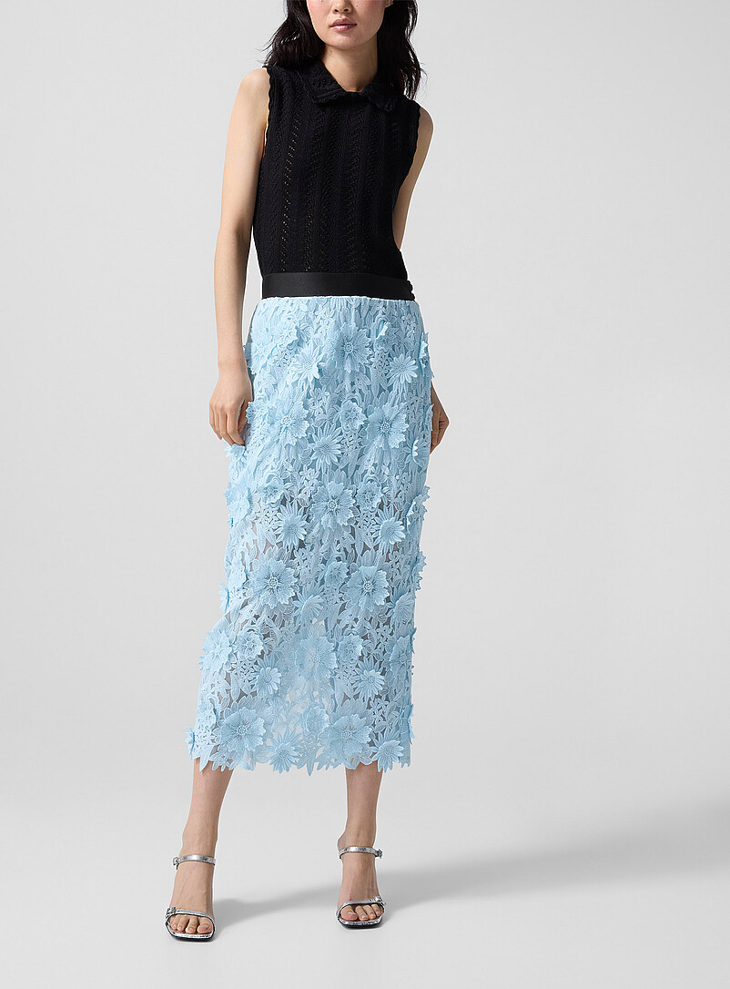 Floral appliqué pencil skirt product image (primary)