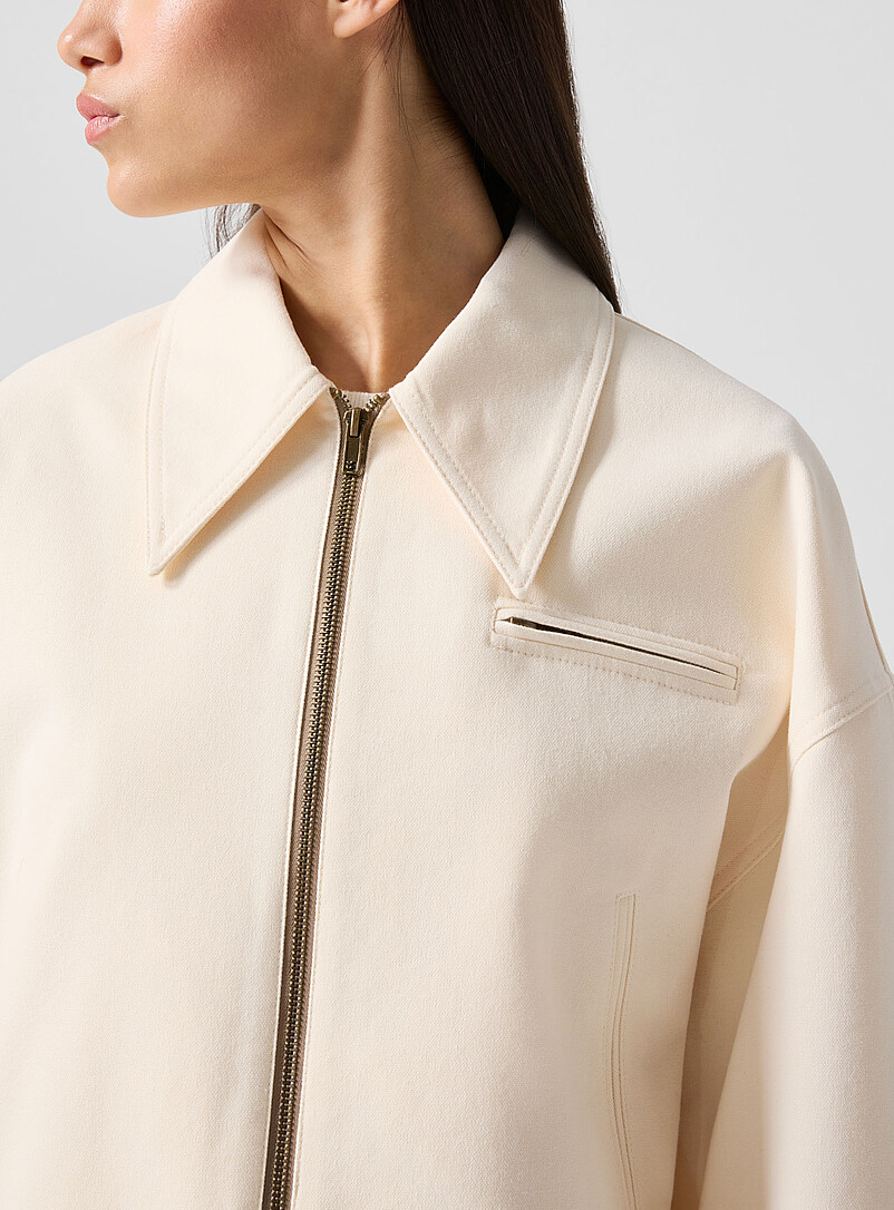 Ivory zippered cropped jacket product image 2